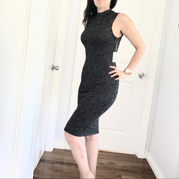 black and silver bodycon dress